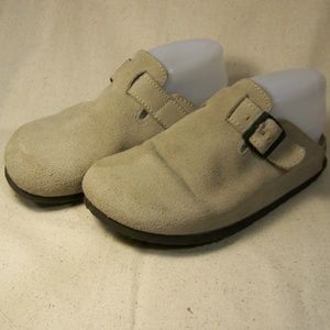 Bjorndal Mules Shoes Khaki Suede Cork Buckle 6 1/2